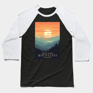 Great Smoky Mountains national park vintage travel poster Baseball T-Shirt